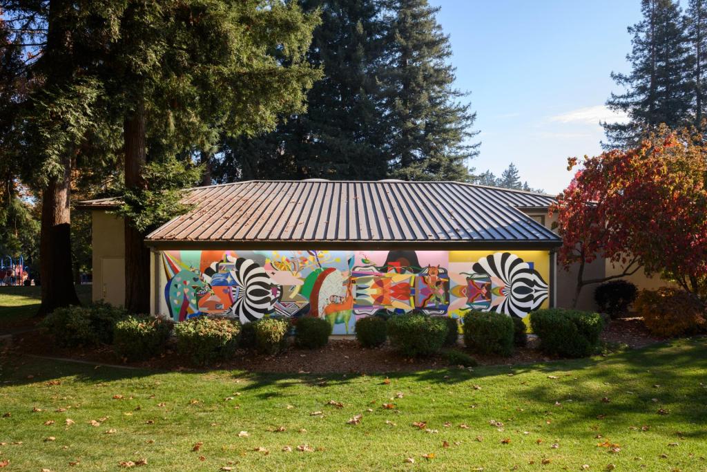 An artistically painted mural found in the Bay Area town of Walnut Creek, California