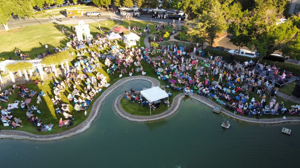 A public event being held outdoors in Pleasant Hill, California